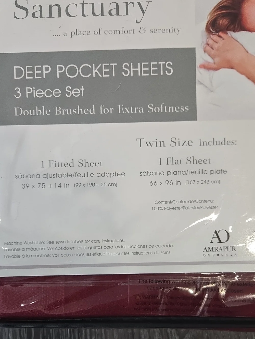 Sanctuary Deep Pocket Sheet Set - Burgundy Twin (3-Piece)